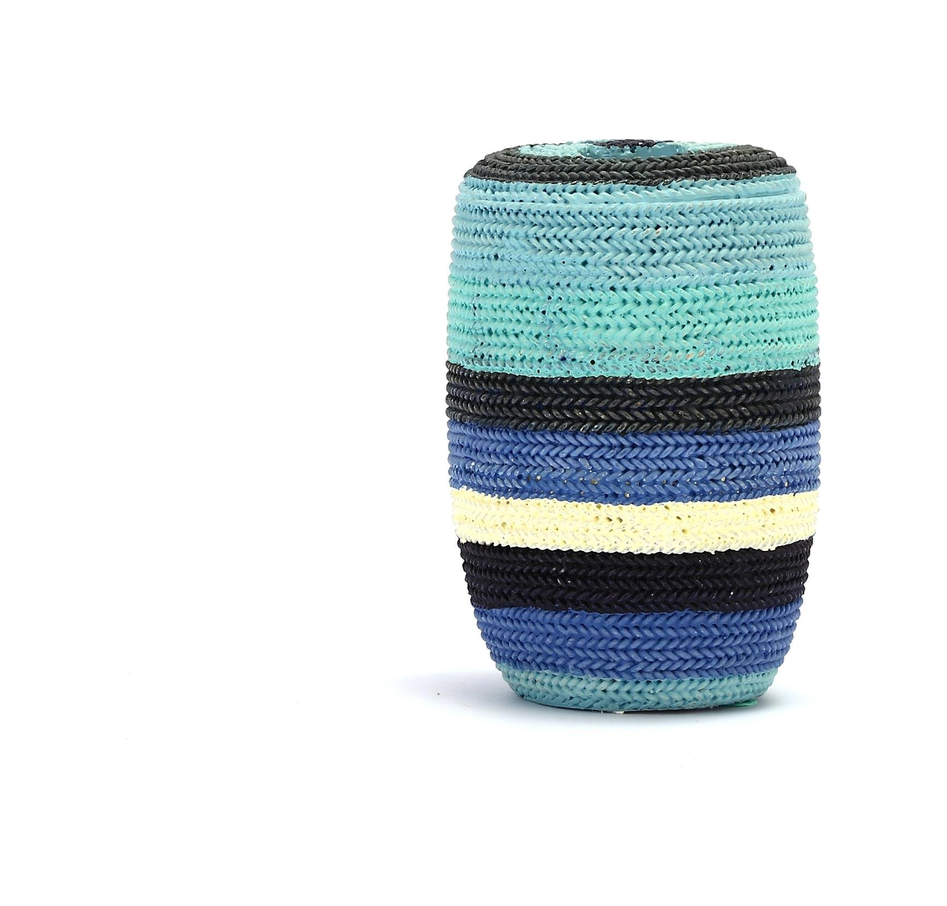 2 Adet Diş Fırçalık Mavi Örgü Poliresin 7x7x11cm Banyo Seti Çok Renkli