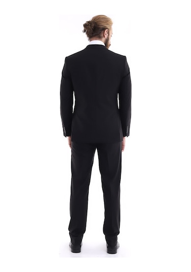 Presto Erkek Yelekli Slimfit Takım Elbise 6 Drop Siyah 581-001 Siyah