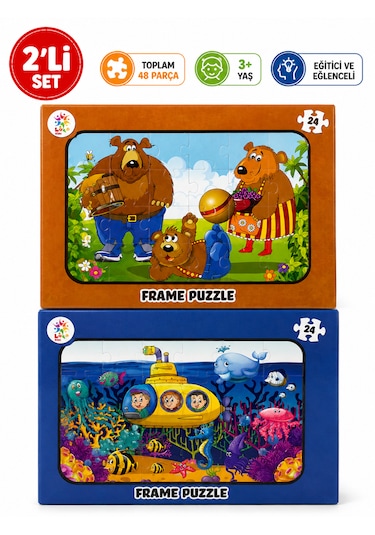 2 Li Frame Puzzle Seti Ayı Ailesi Ve Denizaltı Macerası 1