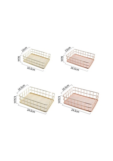 Gül Altın 24.5 16.5cm S/l Boyutu Depolama Sepeti Altın Demir Depolama Sepeti Çok Fonksiy Tel Örgü Masaüstü Depolama Sepet 56702251