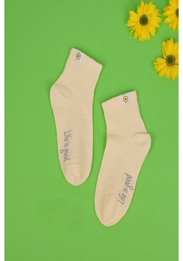 3'lü Kız Çocuk Basic Lila Sarı Beyaz Soket Çorap-1328 Lila