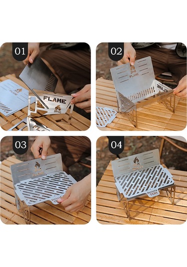 Katlanır Odun Sobası Üfleme Borusu Kiti Mini Barbekü Gümüş