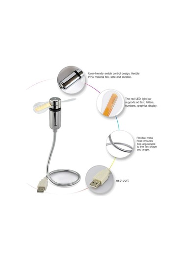 Gerçek Zamanlı Saat Ve Sıcaklık Ekranlı Küçük Usb Fanı, Kişisel Usb Led Saat Fanı