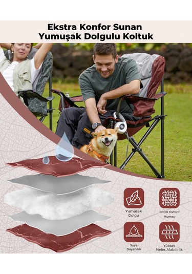 Kingcamp Juniper Bel Destekli Ultra Konforlu Xl Kamp Sandalyesi Red/grey Gri - Kırmızı