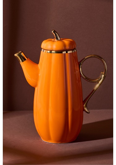 Balkabak Kapaklı Porselen 1550 Ml Porselen Yağlık Turuncu Turuncu