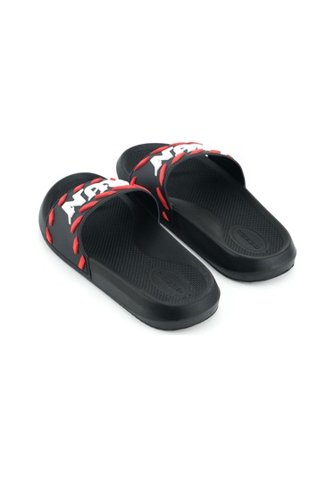 Gezer Erkek Yazlık Run Pu Islak Zemine Uygun Ev Banyo Bahçe Havuz Terlik Siyah-kırmızı Siyah - Kırmızı