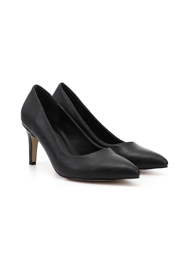 Gönderi R Siyah Sivri Burun İnce Ökçe Topuklu Stiletto Siyah