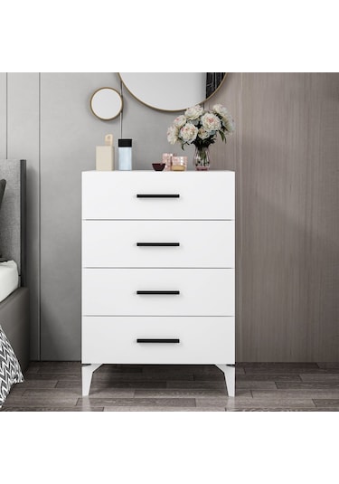 Kale Ayaklı Şifonyer 4ç - Beyaz