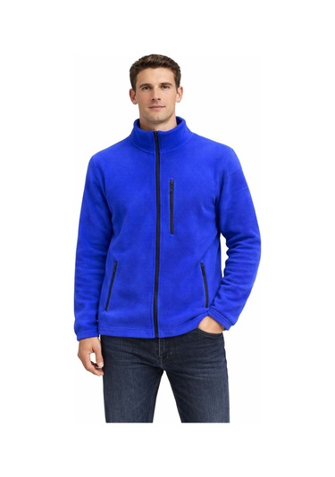 Mekaizen Unisex Polar Ceket Fermuarlı, 3 Cepli Ve Sıcak Tutar Mavi