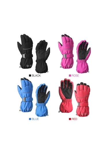 Geeksen Kış Çocukları Parmaklı Isı Saçan Eldiveni - Pembe - 12-14 Yaş L - Su Geçirmez - Kayak, Snowboard İçin Gül