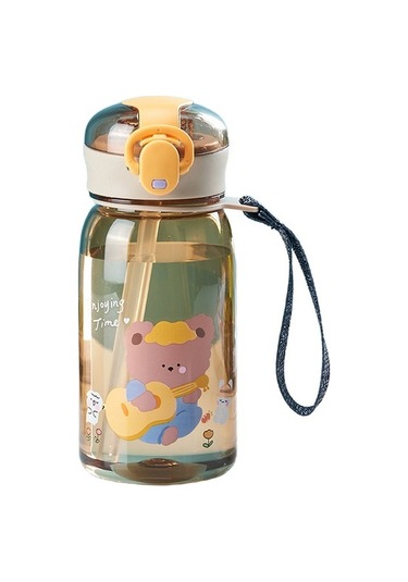 "gıanxı Çocuk Su Emzikli Bardak Pipetli Karikatür Sızdırmaz Su Şişeleri Açık Hava Taşınabilir Içecek Şişesi Çocuklar Için Sevimli Bardak " De7s3n Sarı
