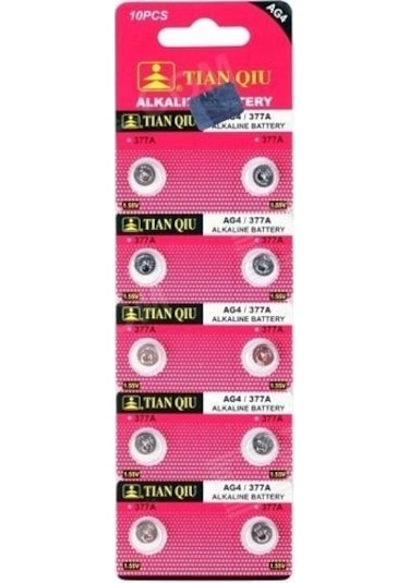 Tianqiu AG4 LR626/377 Alkalin Düğme Pil 10'lu