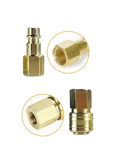 Yifomall 10 Parçalı Pirinç Hızlı Ayrılabilir Hava Bağlantı Seti - 1/4'' Bsp Dişli Ve 8mm Hortum Uyumlu Altın