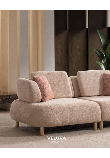 Balance Modüler Köşe Koltuk Takımı & Oturma Grubu Bej Ceviz