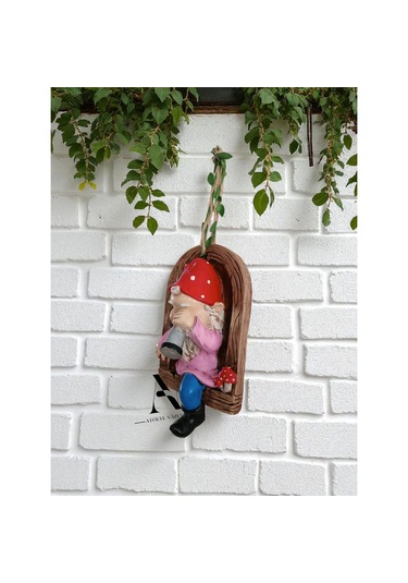 1 Adet Dekoratif Duvar Ve Bahçe Süsü Dürbünlü Cüce Kırmızı Şapka