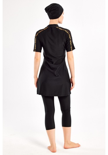 Uv Korumalı Yarı Kapalı Tesettür Mayo 1604 Siyah08 Siyah08