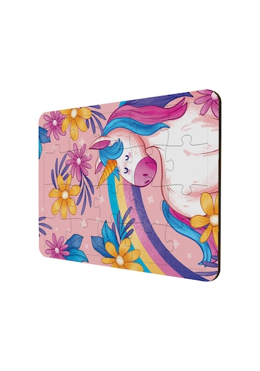 Çocuklar Için Ahşap Puzzle 3'Lü Set Unicorn Temalı