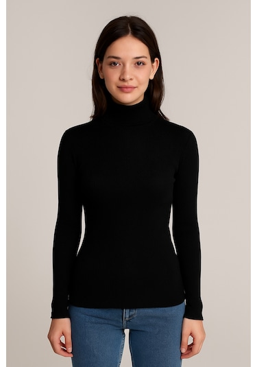 5 Li Paket Kadın Basic Tam Balıkçı Yaka Kazak Çok Renkli-2