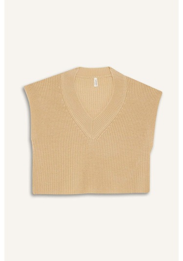 Defacto Kız Çocuk Oversize Geniş Kalıp V Yaka Triko Süveter F2625a825aubn300 Kahve