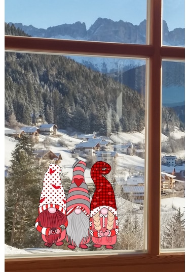 Yılbaşı Cüceler Pencere Sticker Yılbaşı Özel Sevimli Cüceler Sticker