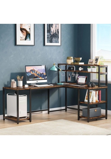 410c Tersine Çevrilebilir L Şeklinde Masa Ceviz