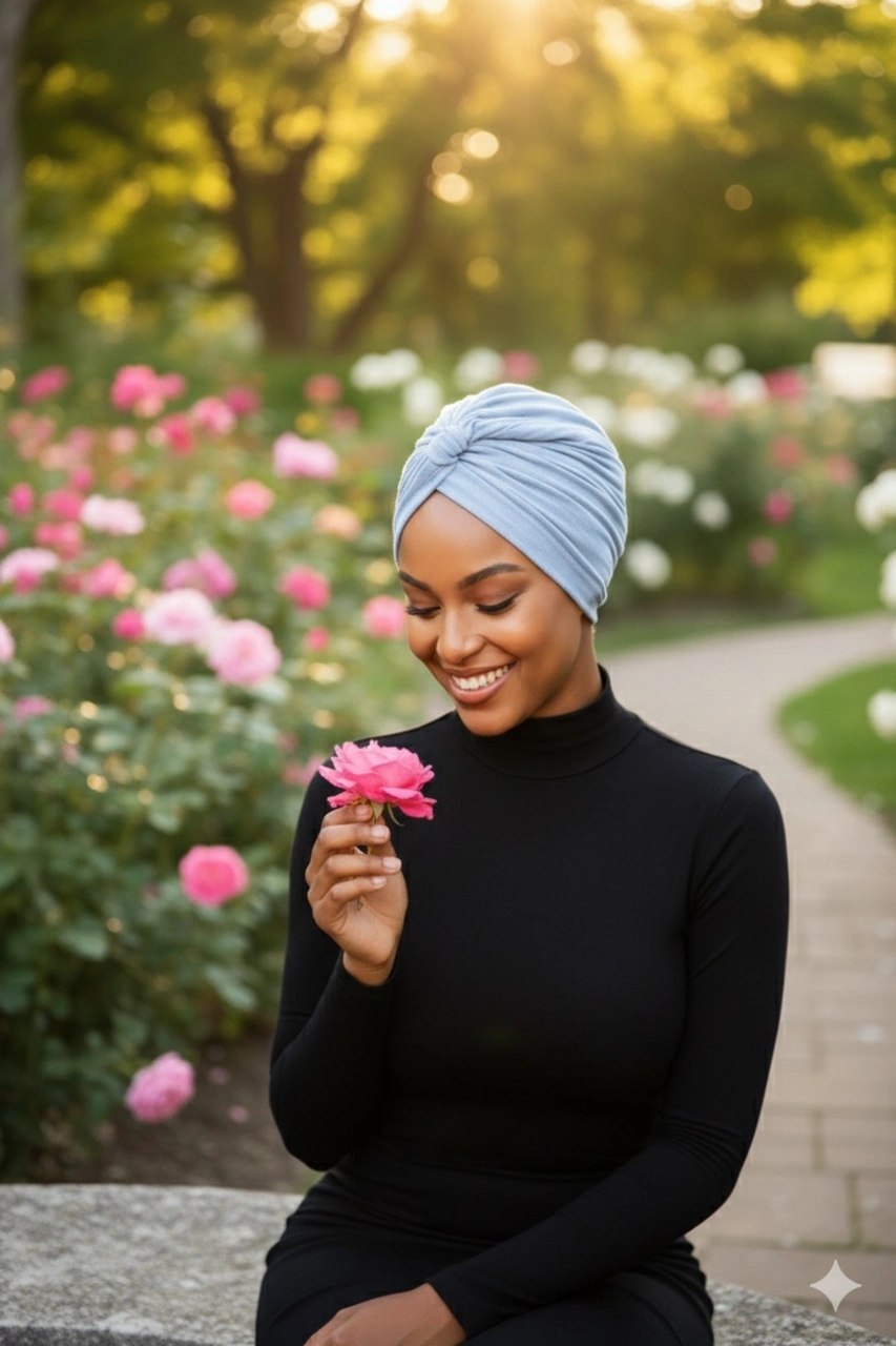 Pamuklu Bantlı Çapraz Astarlı Mavi Hazır Türban Tesettür Havuz Bonesi Mavi