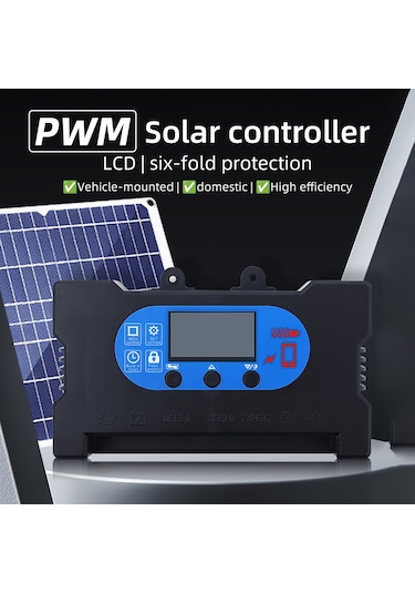 Wezone 30a 12v/24v Otomatik Pwm Güneş Paneli Kontrolörü - %98 Dönüşüm Oranı, Oled Ekran, Usb/type-c Çıkış, Tam Koruma Sistemi Siyah