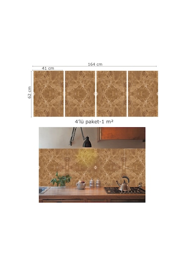 Tink Kendinden Yapışkanlı Açık Kahve Mermer Desenli Pvc Panel 41x62 Cm