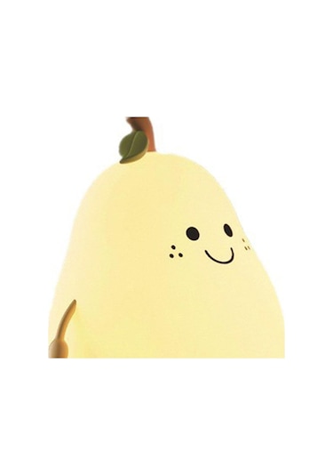 Homyl Gülümseme Armut Şekli Silikon Led Gece Lambası Kreş Beyaz Çok Renkli