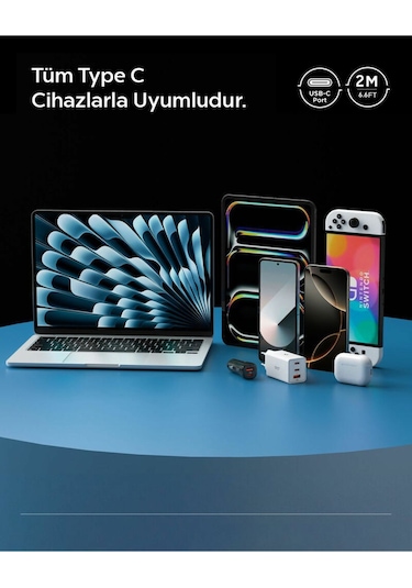 Spigen Essential 2m Usb-c To Usb-c 60w Kablo Aca08719 Beyaz
