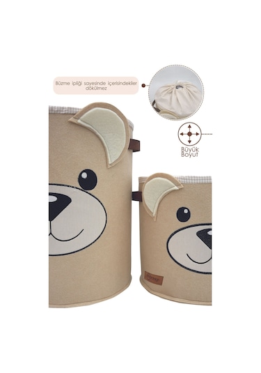 Mordesign Saklama Kutusu, Çamaşır/oyuncak Düzenleyici, Kirli Sepeti, Morbear Serisi, Büyük Boy, Kapiçino 40 X 30 Kahverengi