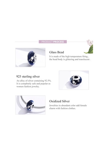 S925 Ayar Gümüş Kolye Yıldızlı Gökyüzü Yönlü Cam Boncuk Mavi Yıldızlararası Gevşek Boncuk Çok Renkli