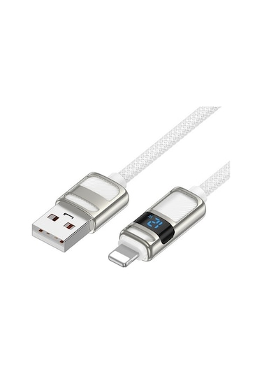 Rogfer Hoco U137 Usb'den 8 Pin'e Hat 2.4a Ekranlı Şarj Veri Kablosu, Uzunluk: 1.2m Beyaz