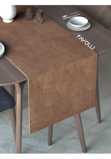 Kahverengi Kadife Dokulu Runner Dream Series 40 X 140 Kahverengi