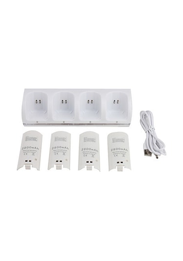 Kosona Wıı İçin Taşınabilir 4'lü Şarj Cihazı - Mavi Işık Ve Beyaz Renk Seçeneği