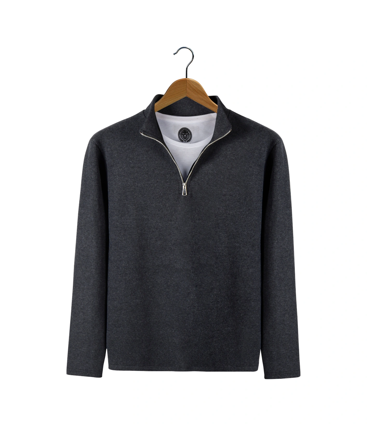 Veaven Erkek Antrasit Yarım Fermuarlı Basic Düz Sweatshirt Antrasit