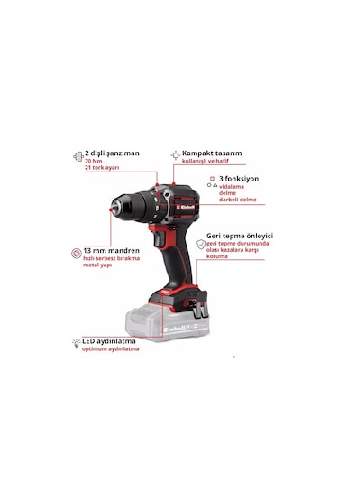 Einhell Professional TP-CD 18/70-c Li-i Bl - Solo Akülü Darbeli Vidalama + 4AH Akü Starter Kit