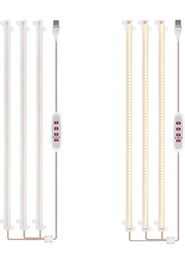 Mufunye - 5 Kademeli Parlaklık & Zamanlayıcılı Bitki Büyüme Işığı: 4000k 3 Çubuklu Hidroponik Sera Aydınlatma Sistemleri Sukulent Yetiştiriciliği İçin