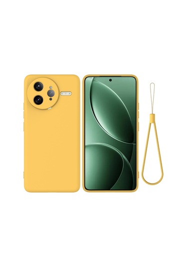 Xiaomi Poco F7 Ultra Düz Renk Sıvı Silikon Damlamaz Tam Kapsama Telefon Kılıfı Sarı