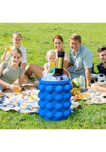 1 Adet, Plastik Buz Kovası, Hızlı Soğuk Koruma Buz Makinesi, Buz Yapma Şarap Kapları, Boyu Kovası Dairesel Buz Buz Kovası 57007246 Mavi