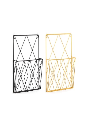 Symbee Siyah Demir Tel Duvar Kurulu Dergi Depolama Rafı - Gazete Ve Dosya Düzenleyici - Duvar Dekorasyonlu Depolama Ünitesi Siyah