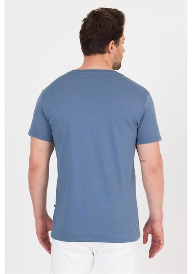 Erkek Compact Penye V Yaka T-shirt Turkuaz