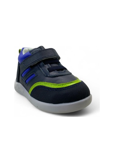 Tuğba Ortopedi 710 Bebek Deri İlk Adım Bot Lacivert - Yeşil