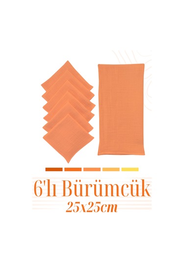 Bürümcük 25x25cm Bebek Ağız Bezi Ter Bezi 6'lı Krmt Kiremit