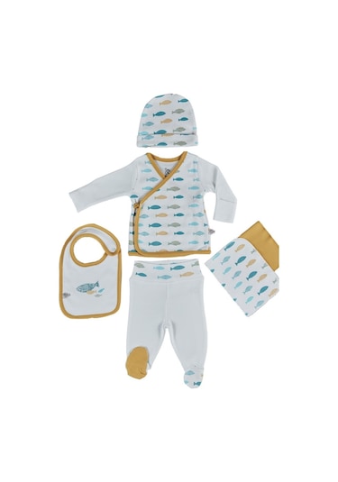 Veropukahome Ecocotton Dodo Bebek Zıbın Seti 5'Li Beyaz 0-3 Ay Beyaz
