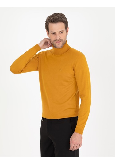Pierre Cardin Erkek Safran Triko Kazak 50257302-vr043 Hardal