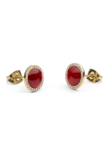 Audrey Earrings Red Agathe Gold Gold