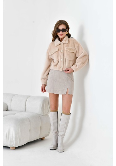 Ftz Kadın Kaşmir Mont Pudra 30984 Pudra