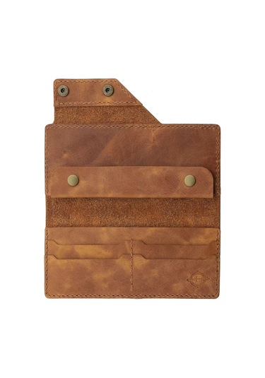 Twingold İsme Özel Dikey Çıtçıtlı Uzun Cüzdan - %100 Rainbow Deri - A010006 - Camel Camel