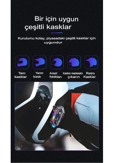 2 Adet Y20 Max Telsiz Özellikli 5.3 Motosiklet Kask Kulaklık Intercom Işıklı Motorsiklet Interkom